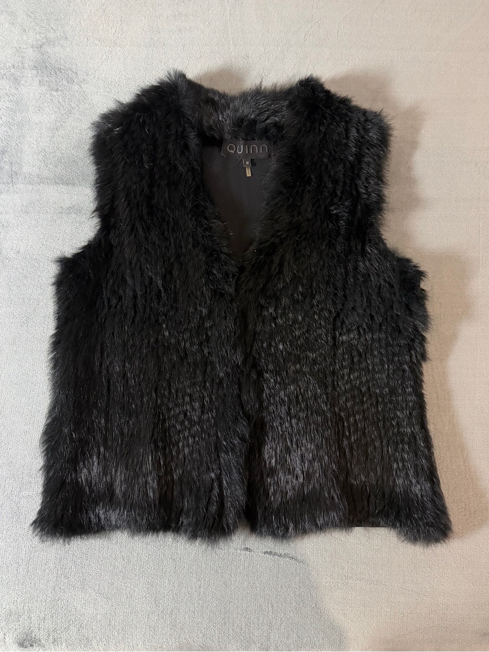 Quinn Black Rabbit Fur Sleeveless Vest